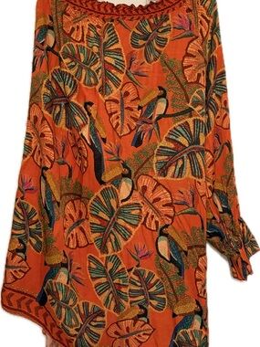 FARM Rio Coral and Teal Tropical Print Dress